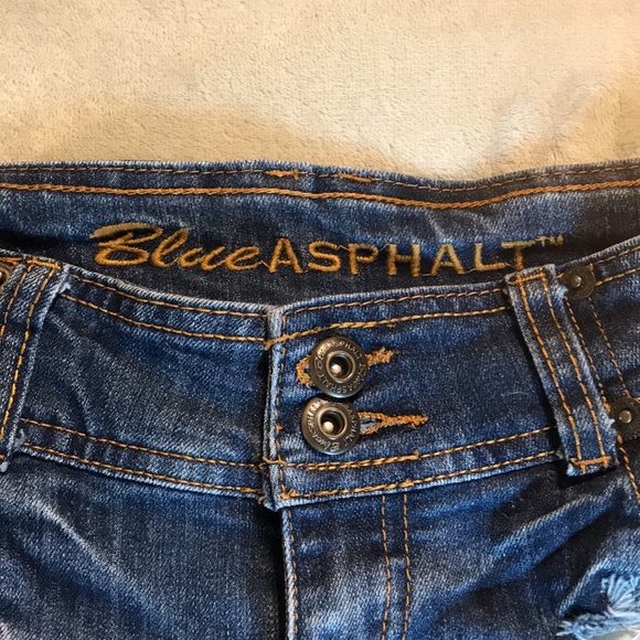 Blue Asphalt Denim Distressed Shorts Size 0 - Picture 2 of 6